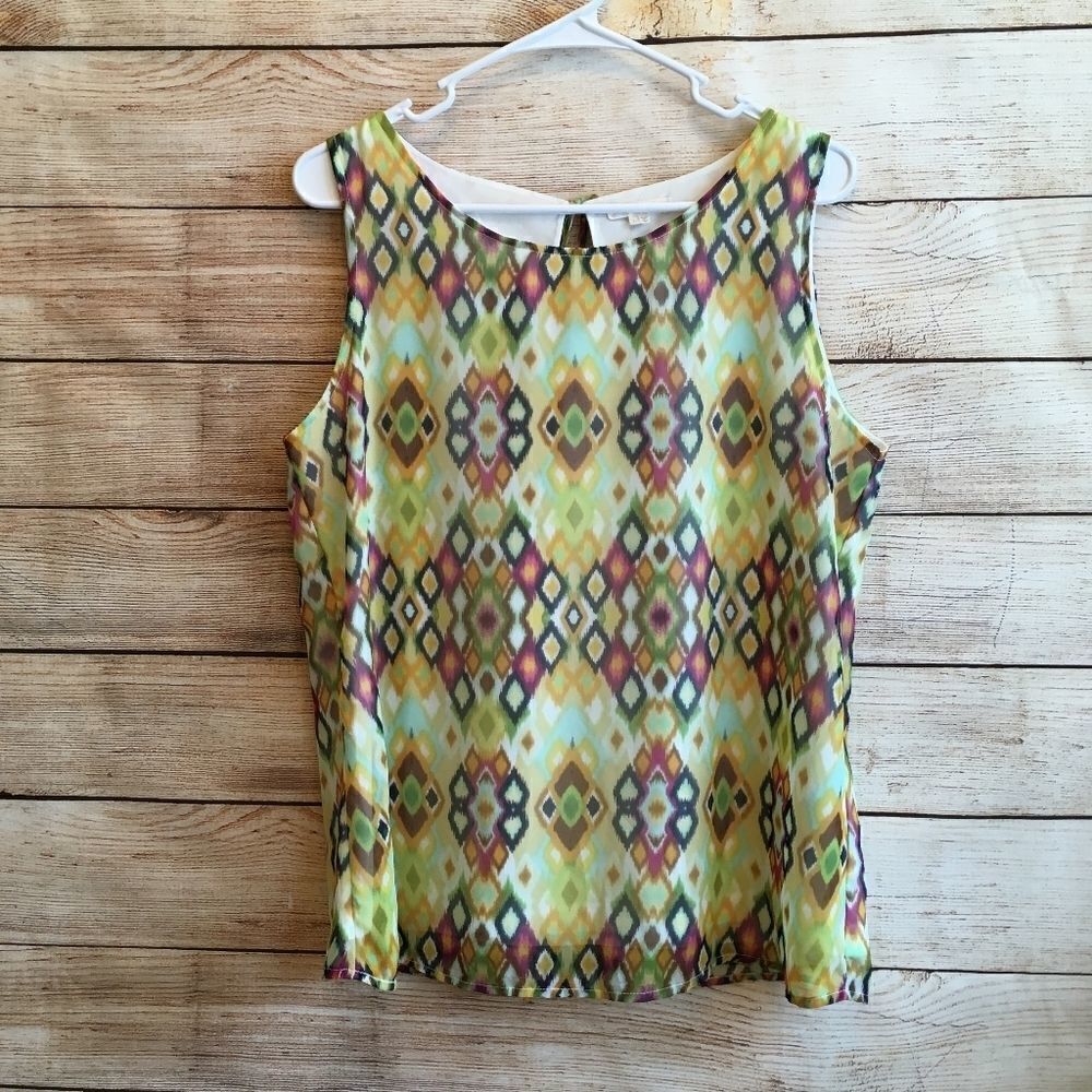‎TULLE BRAND TOP IN GEOMETRIC PRINT